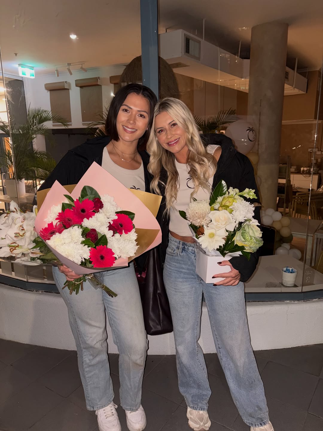 Taya and Tayla celebrating the opening of COVE in Cronulla